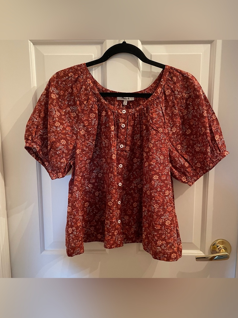 Madewell Emilina Floral Cotton Puff Sleeve Top